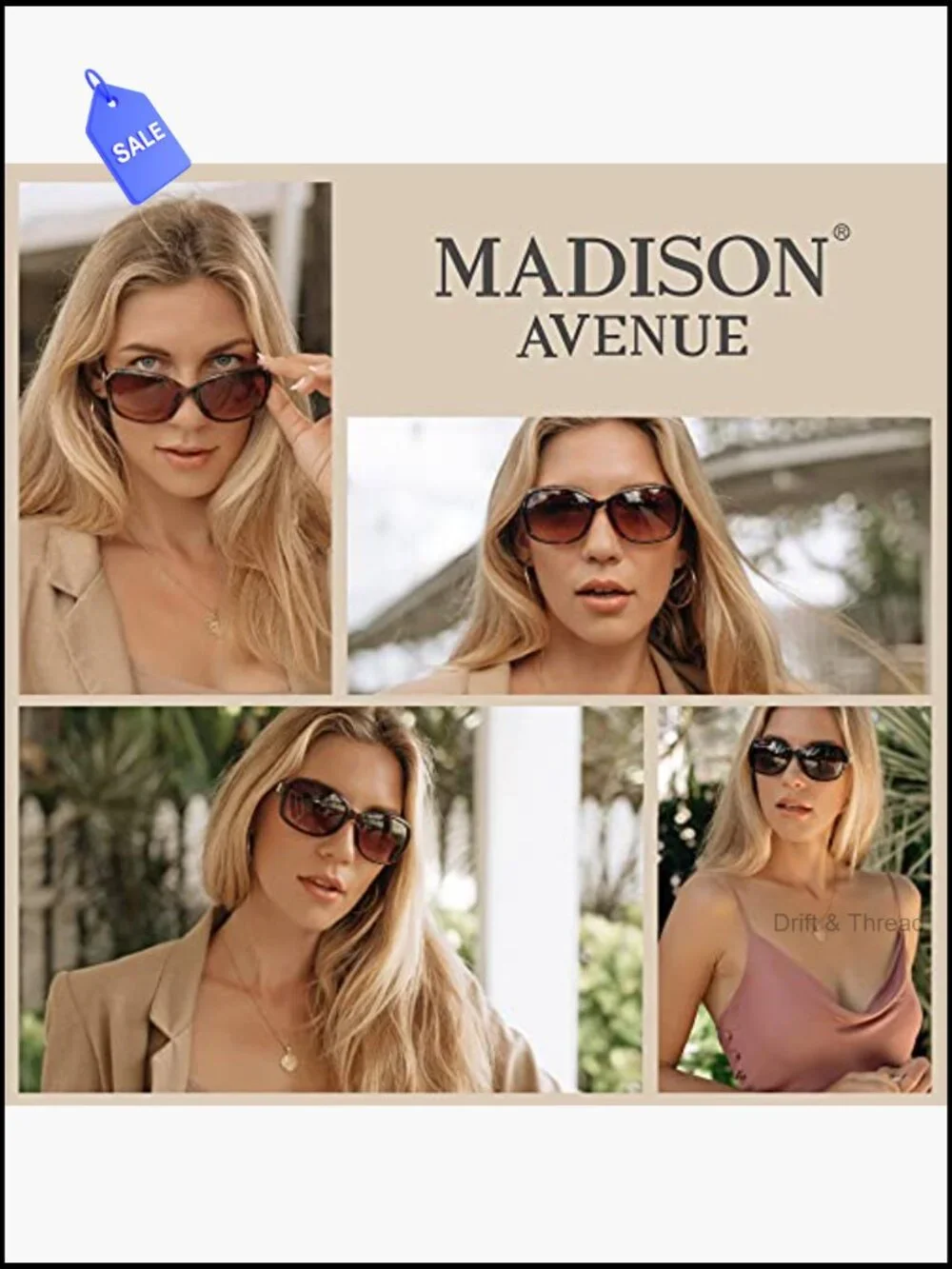 2 Pack Vintage Square Sunglasses for Women UV400 Protection Retro Shades